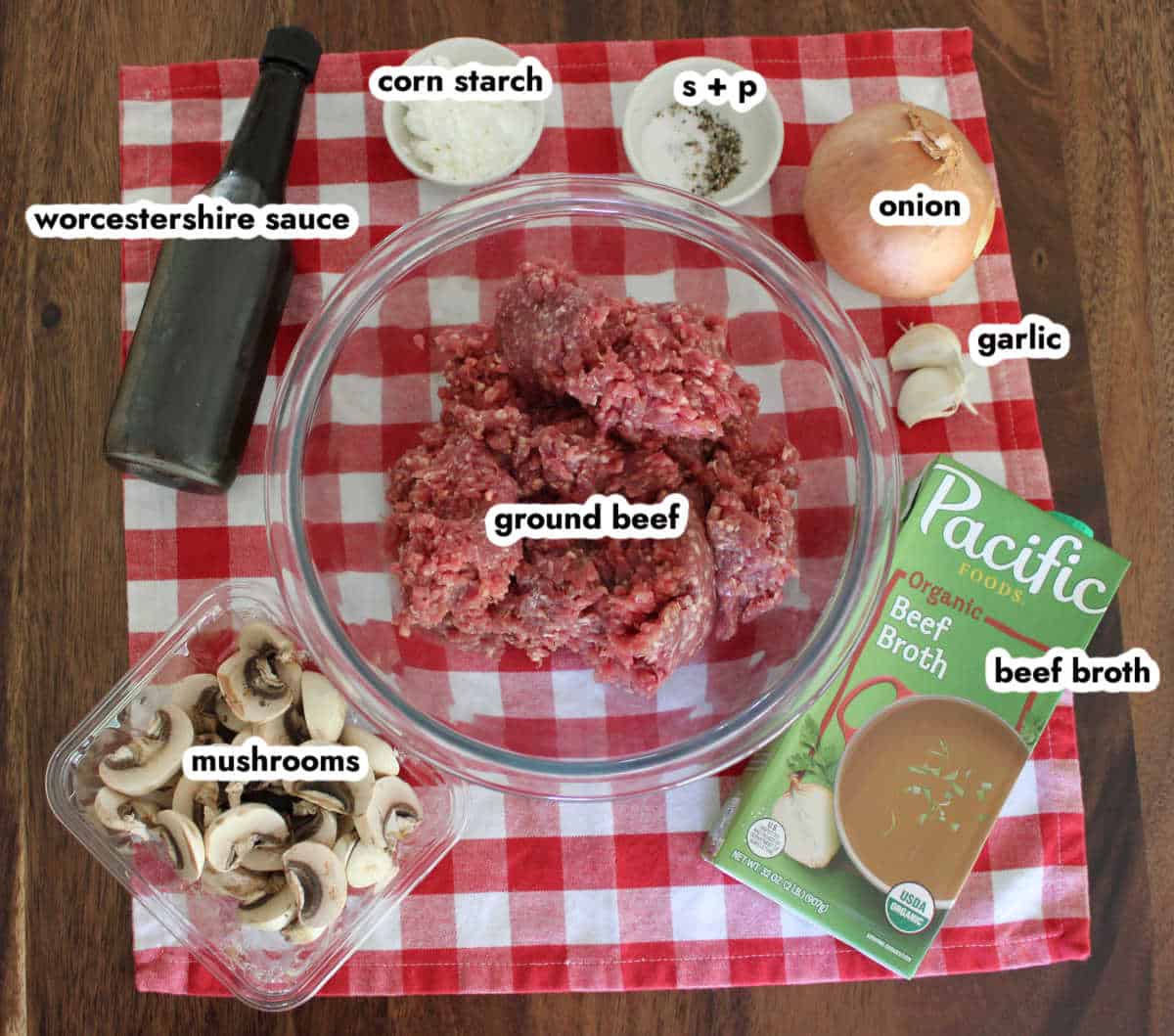 ingredient shot of easy loco moco recipe