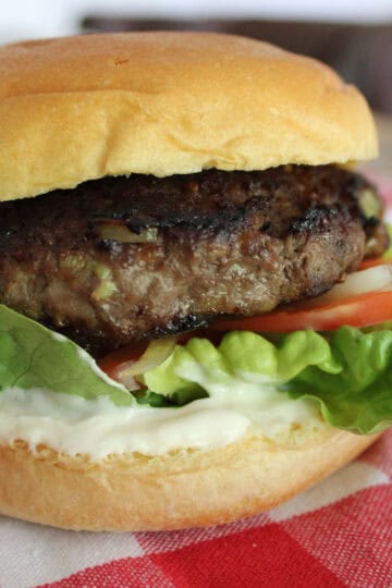 Teriyaki burger on soft burger bun.