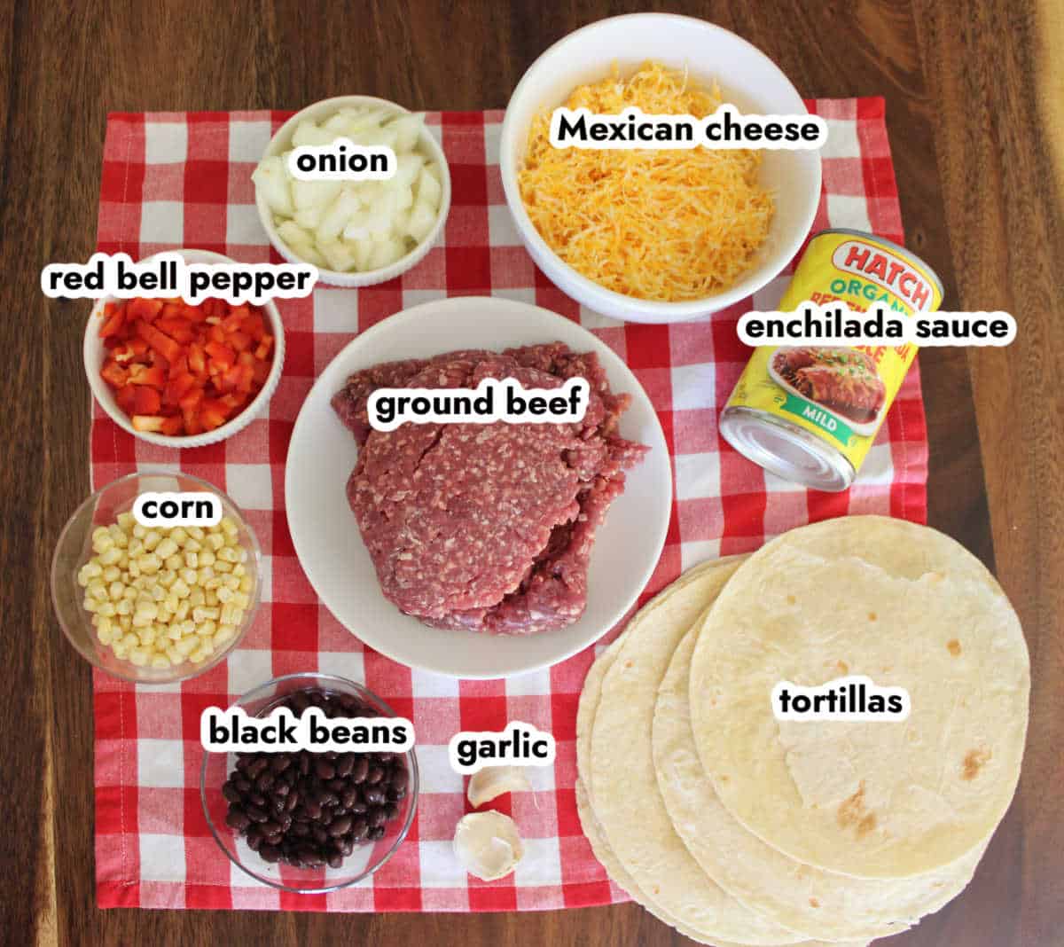 ingredient shot for enchilada casserole