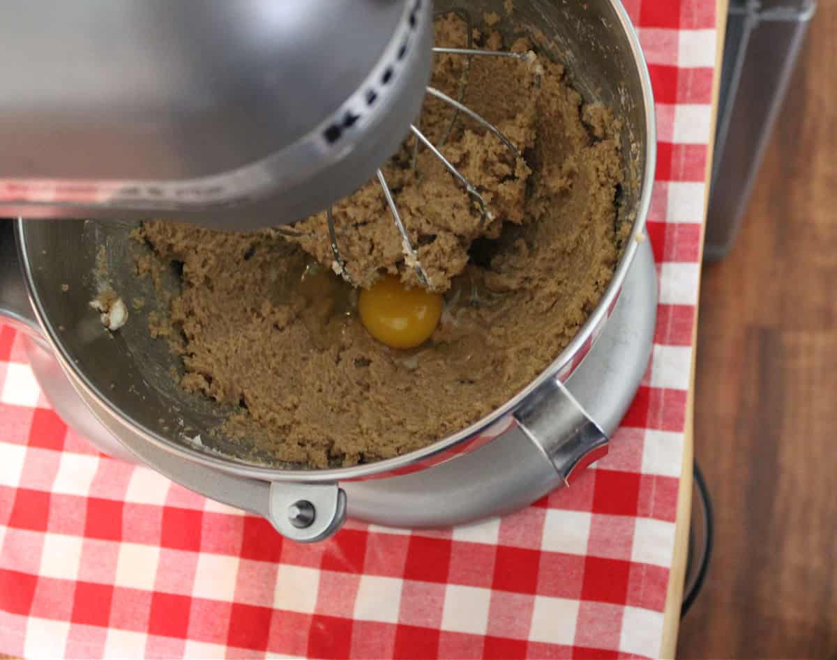 wet ingredients in a stand mixer