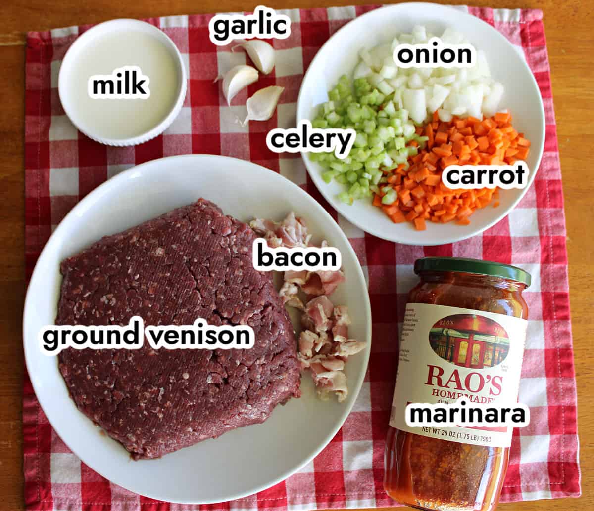 ingredient shot of venison bolognese