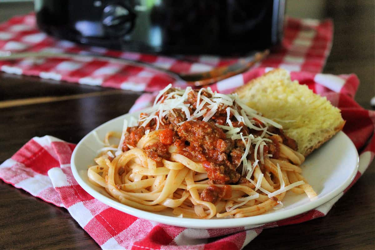 venison bolognese served over linguine